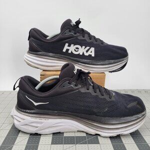 Hoka One One M Bondi 8 Men's 12 D Black White Shoes Running Jogging 1123202 BWHT
